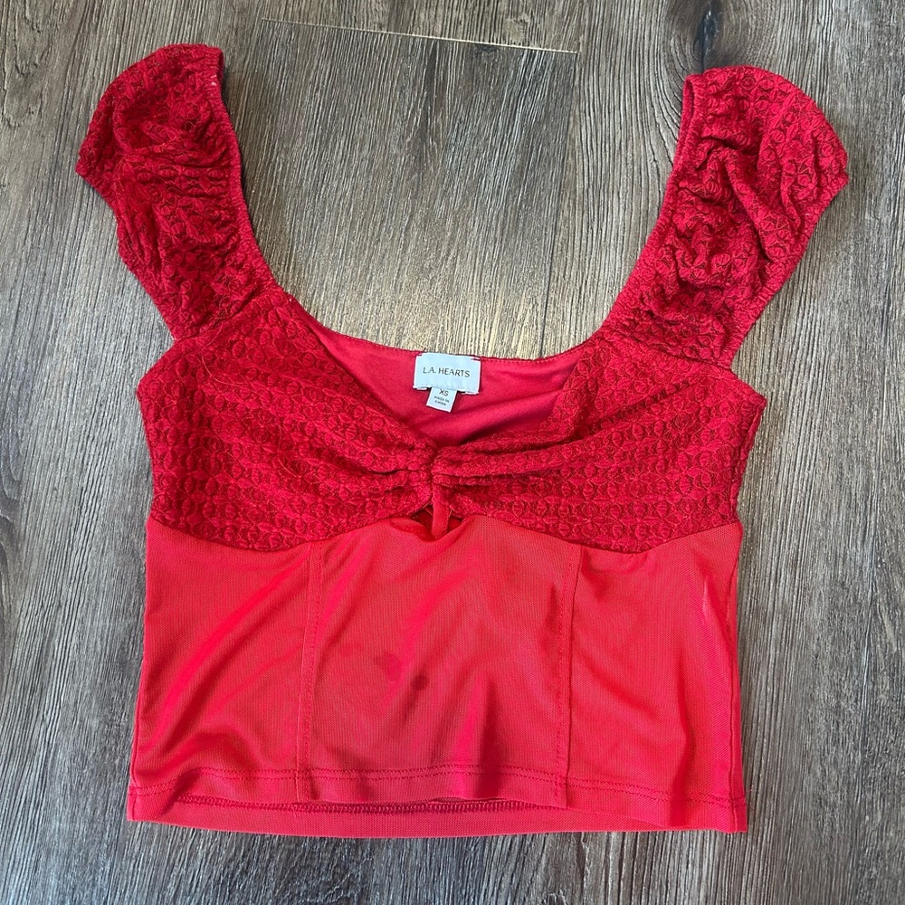 LA Hearts Pacsun Red Lace Top